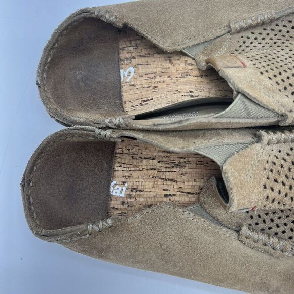 Olukai Moloa Kohana Men's Suede Casual Slip On Shoes Loafers 9 Perforated Tan - Picture 4 of 7